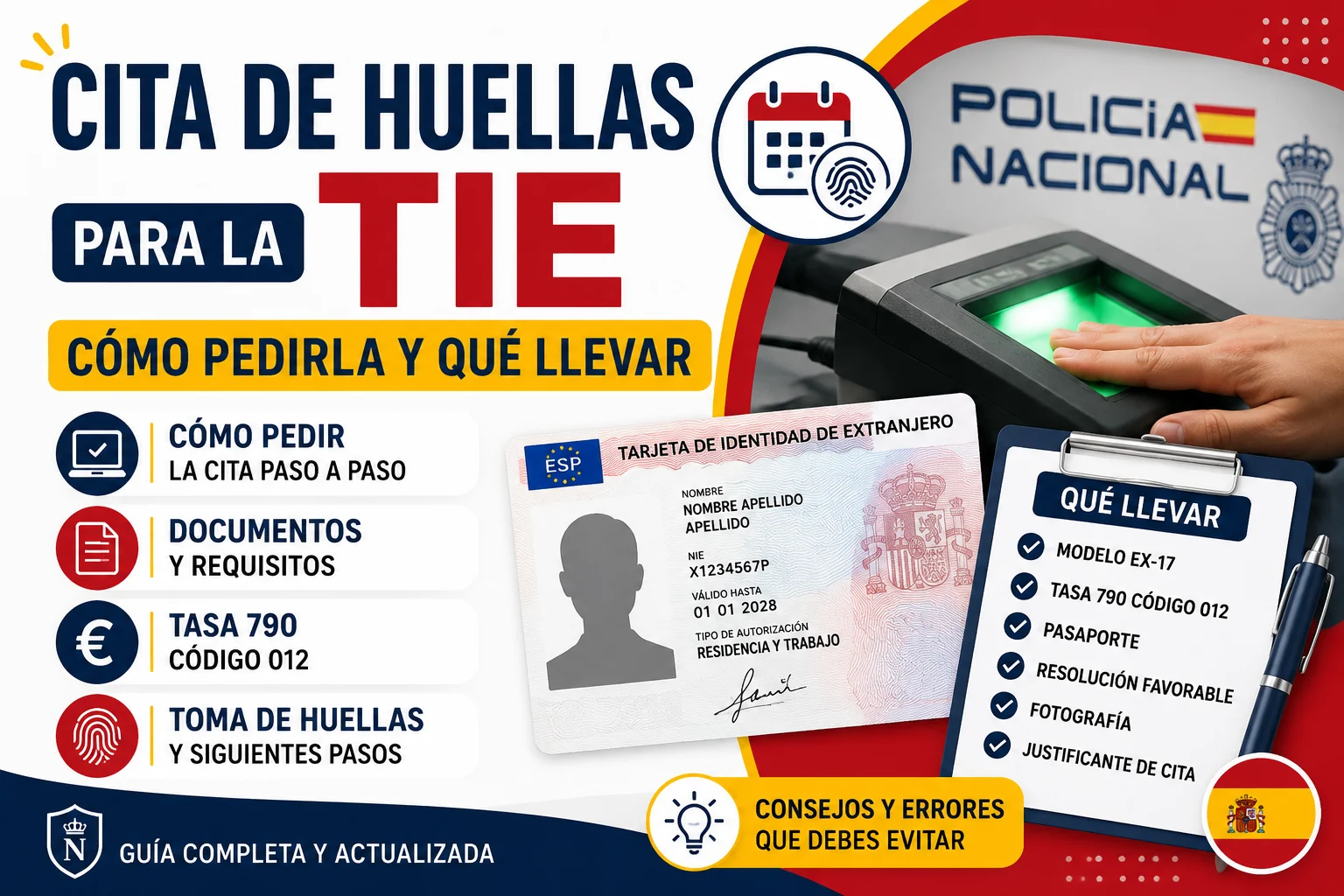 cita de huellas para la TIE